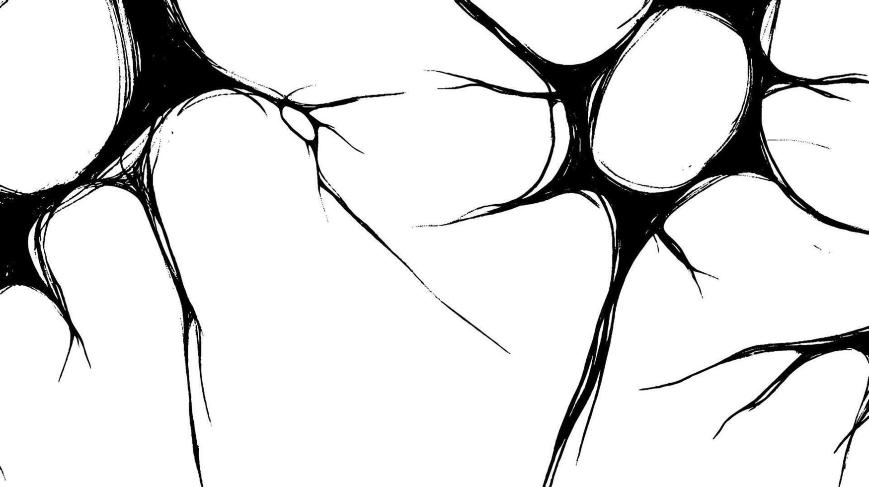 Abstract illustration of neural networks with interconnected neurons and synapses, featuring a black and white design. vector