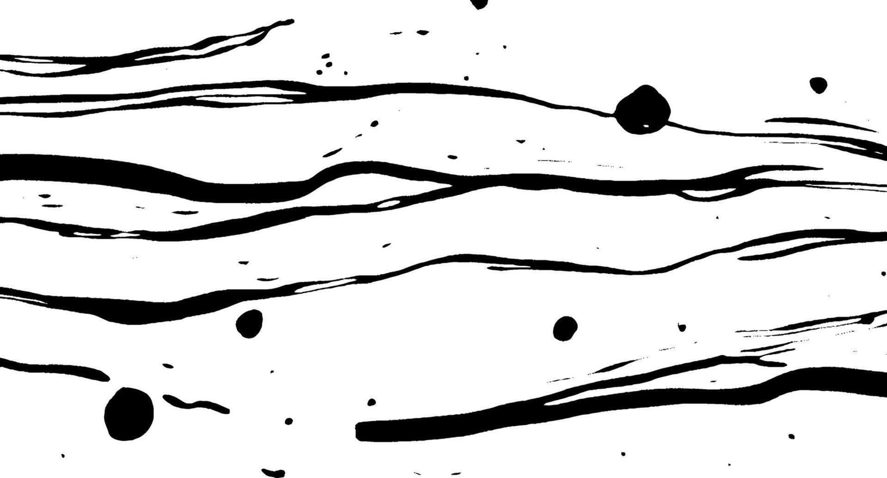 Abstract black and white design featuring flowing lines and scattered dots, creating a dynamic and artistic pattern. vector