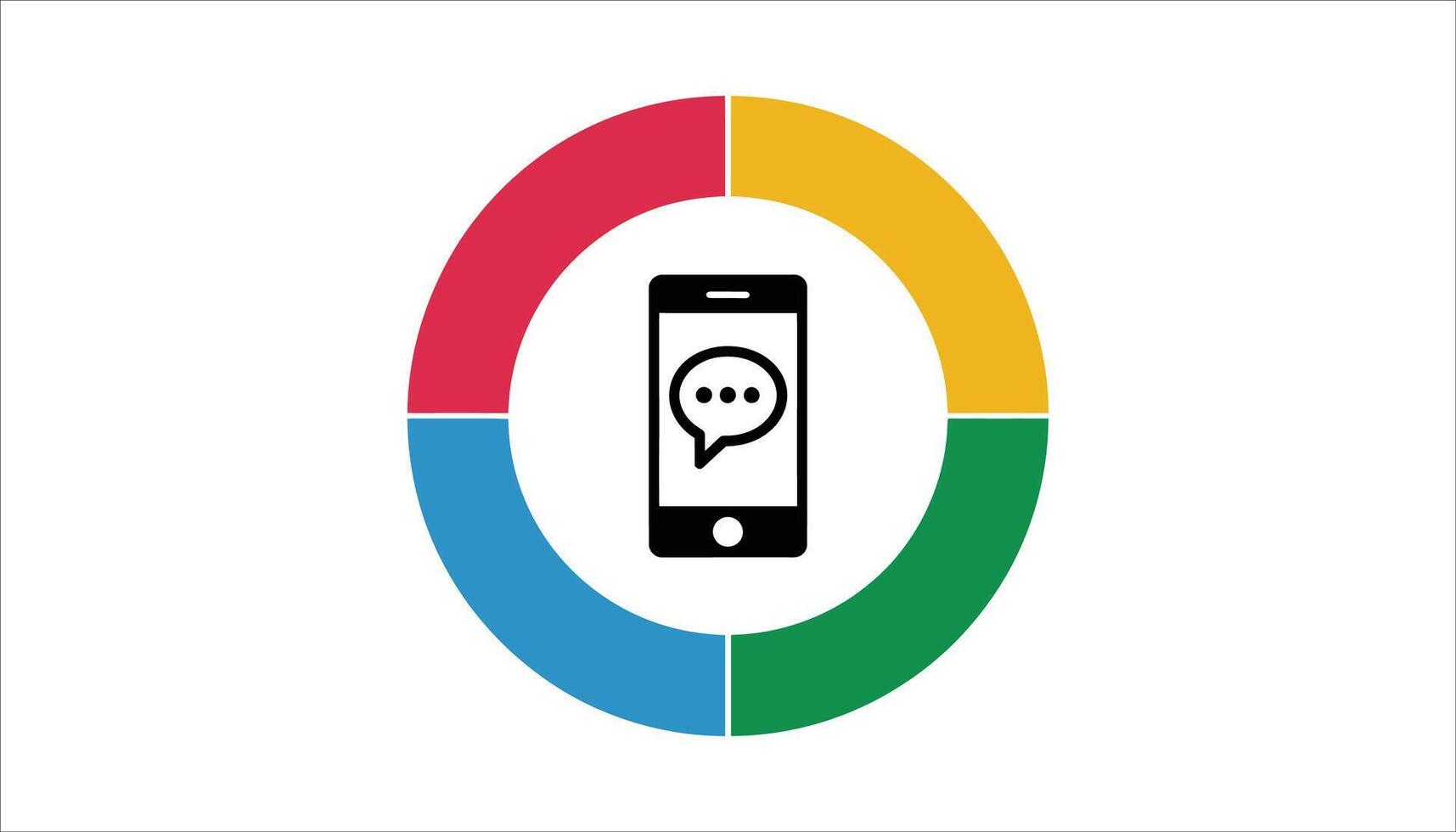Mobile Phone with Chat Bubble Inside Colorful Circle Icon vector