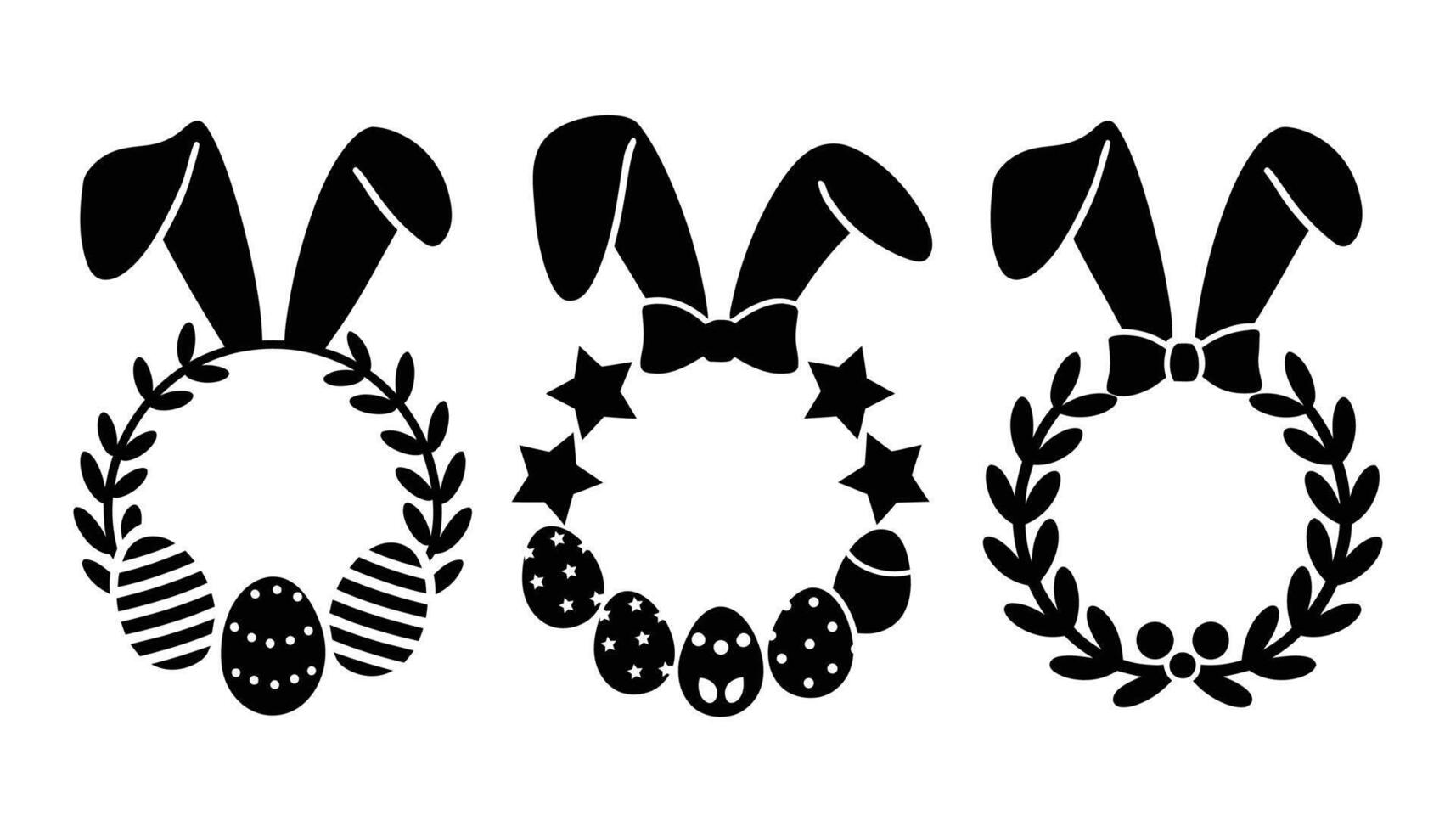 Easter Bunny Wreaths with Eggs and Stars vector