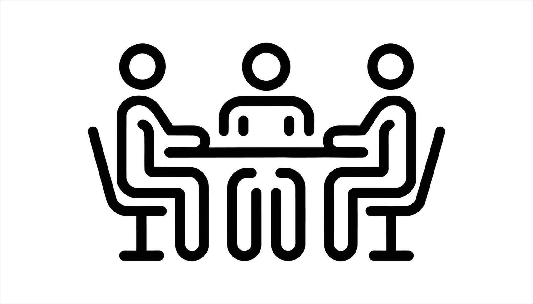 Team Meeting Icon with Three People Sitting at a Table for Business Collaboration vector