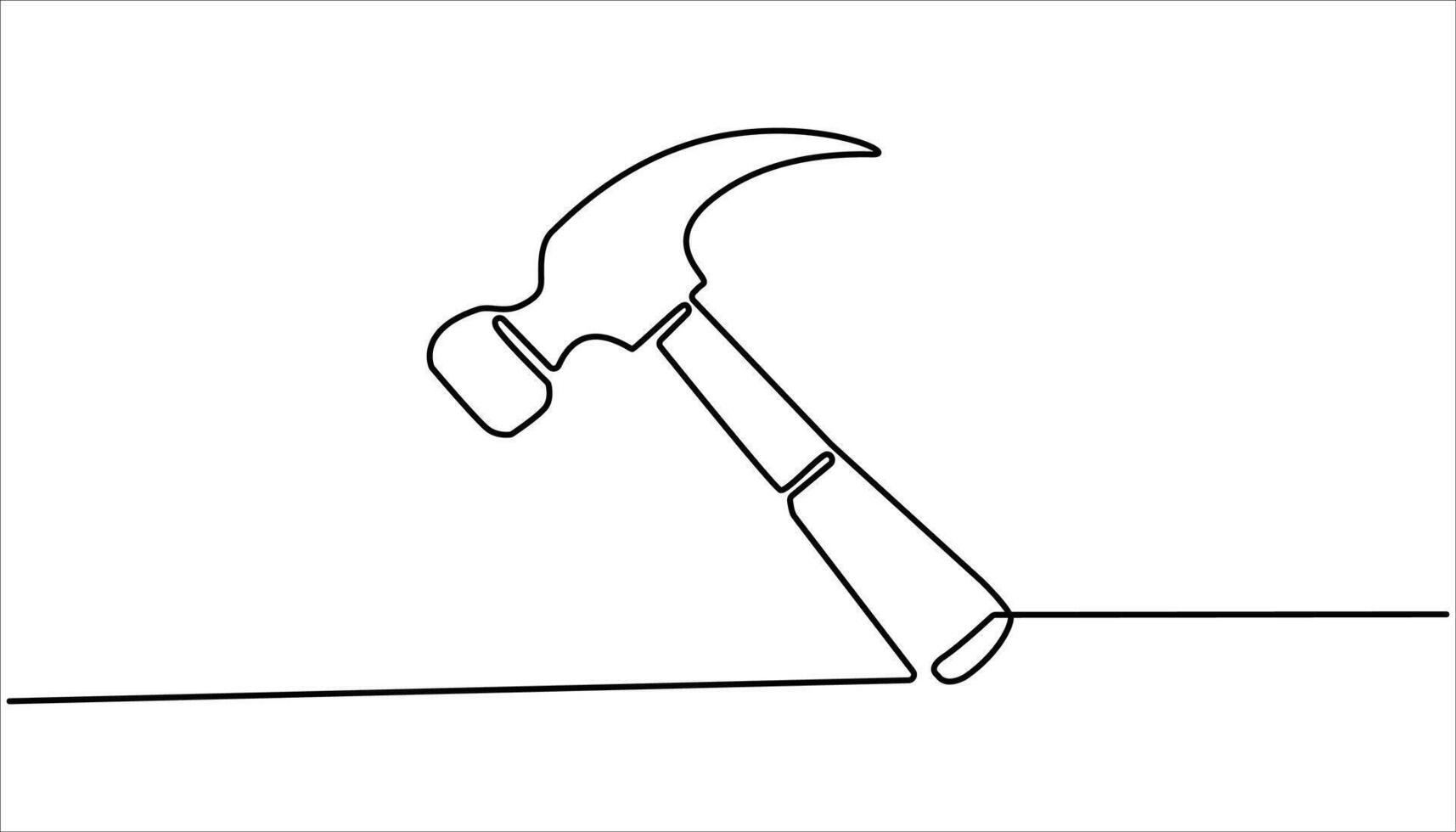 Hammer continuous one line drawing. One line concept graphic design illustration of building construction tools vector
