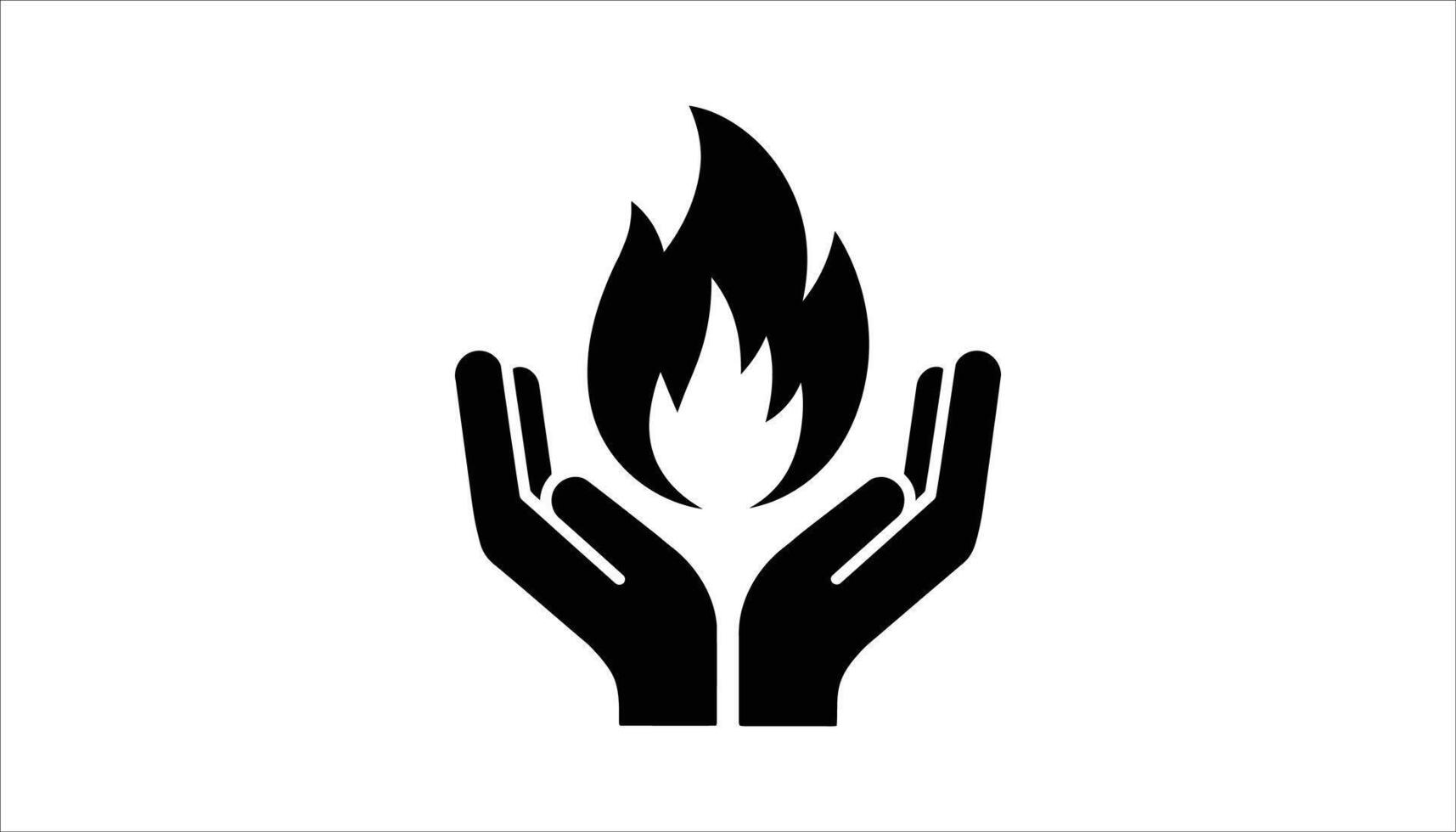 Hands Holding Fire Flame Icon for Energy and Power Concept vector