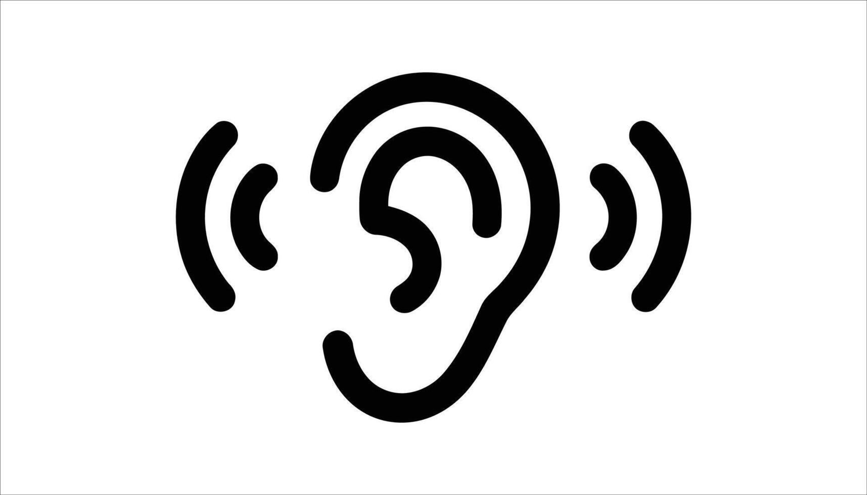 Ear Icon with Sound Waves Symbolizing Hearing. vector