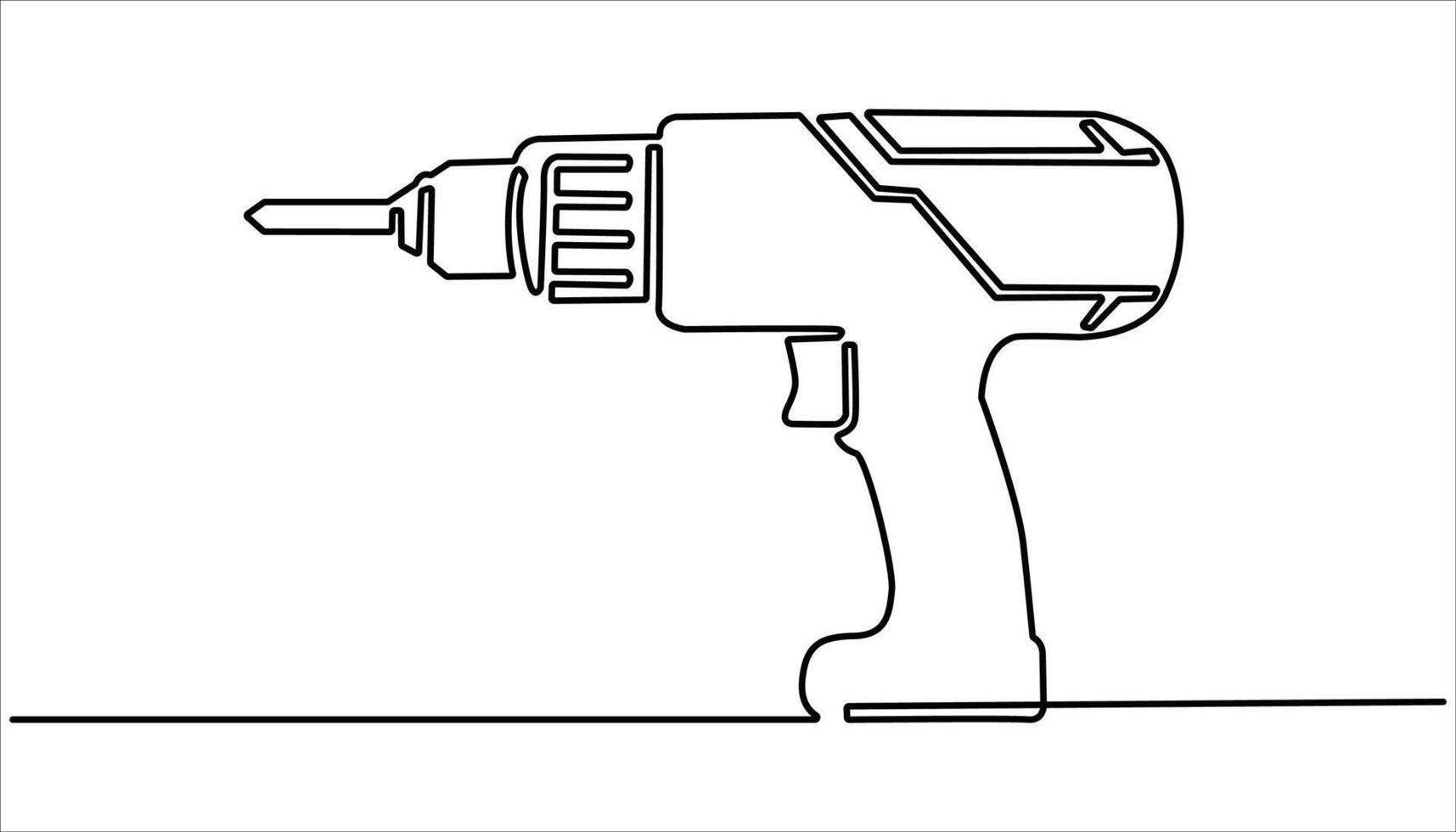 Electric drill continuous one line drawing. Handyman tools concept. Single line drawing design. Handyman tools and building maintenance service concept. vector
