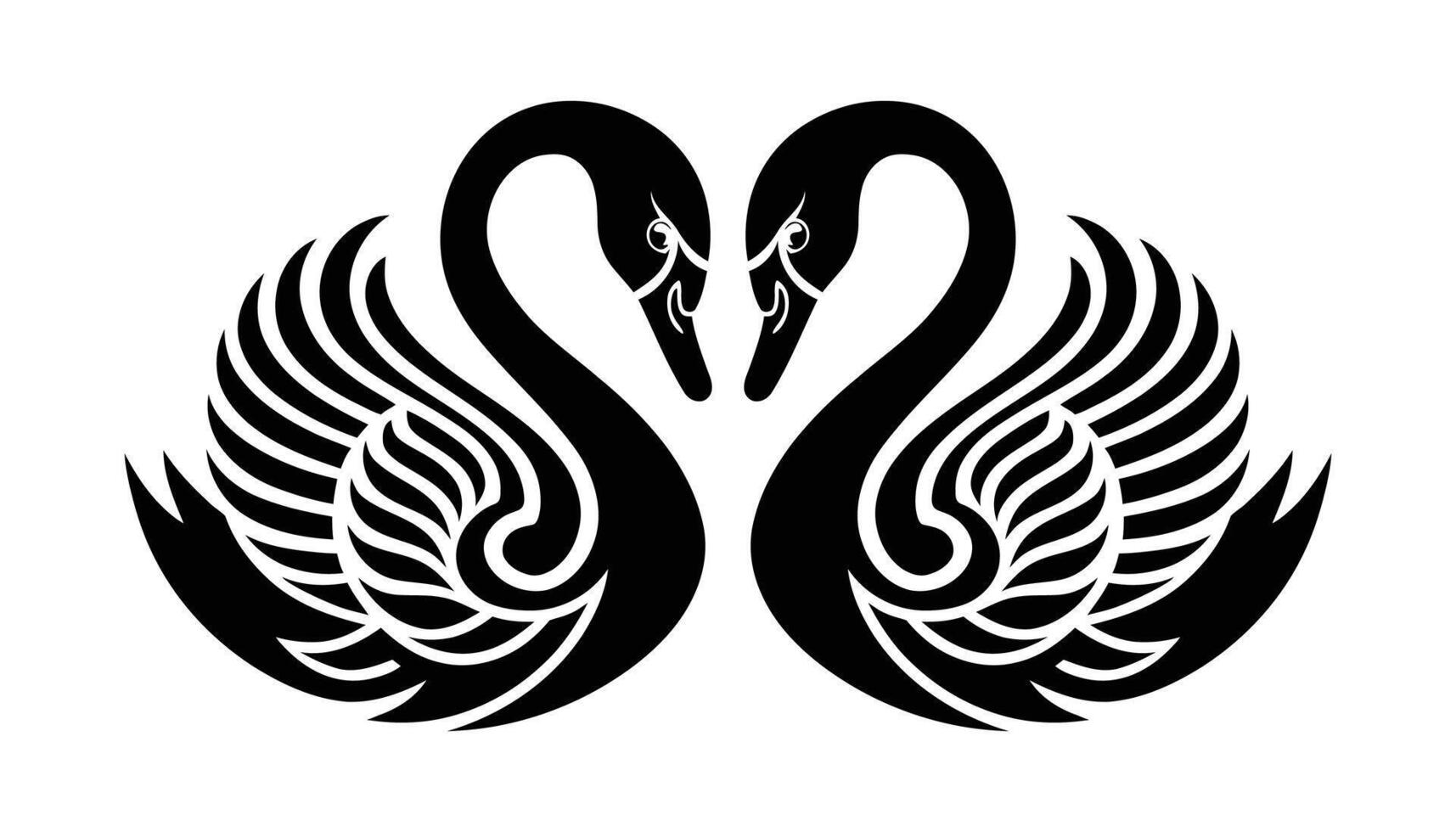 Black Swan Love Birds Icon Art vector