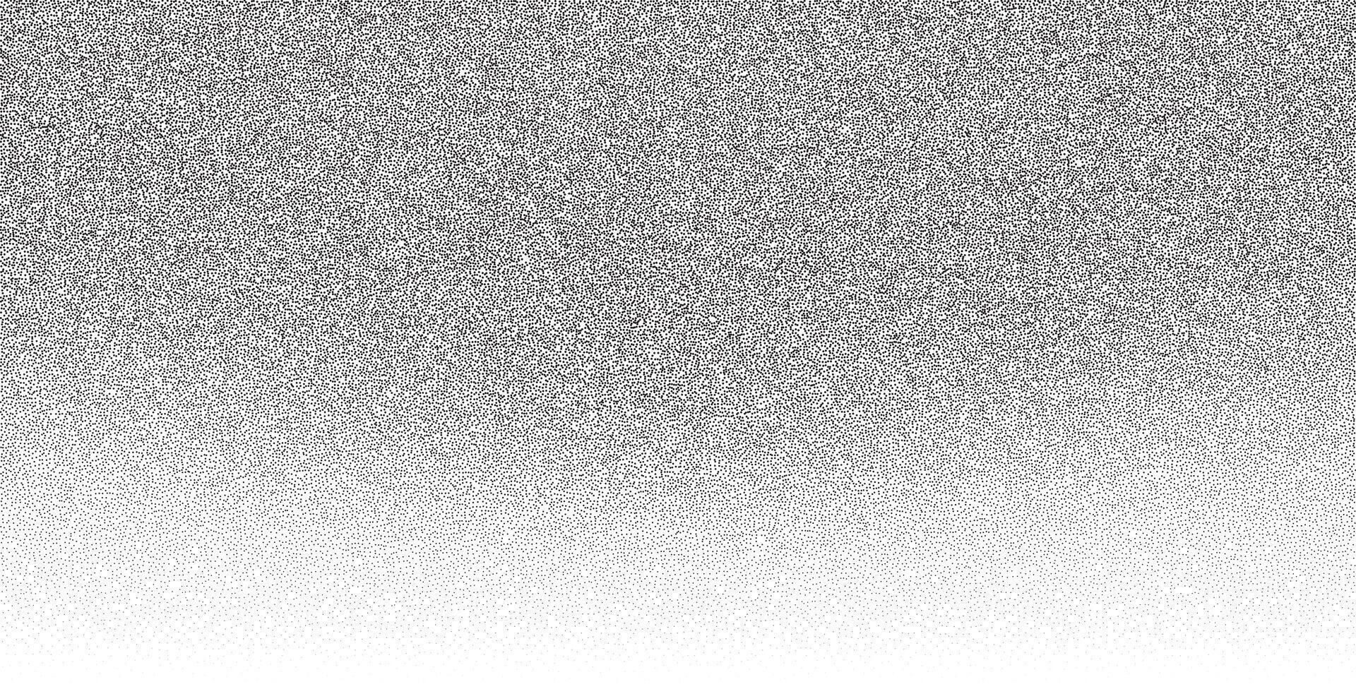 Noise and gradient background with grainy texture and abstract dotwork. Black and white spray effect with stipple, glitter, and dust particles. vector