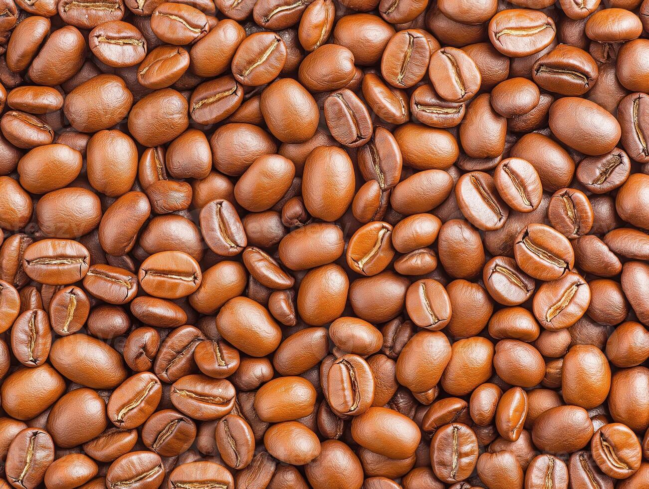 Many roasted coffee beans creating rich brown textured background photo