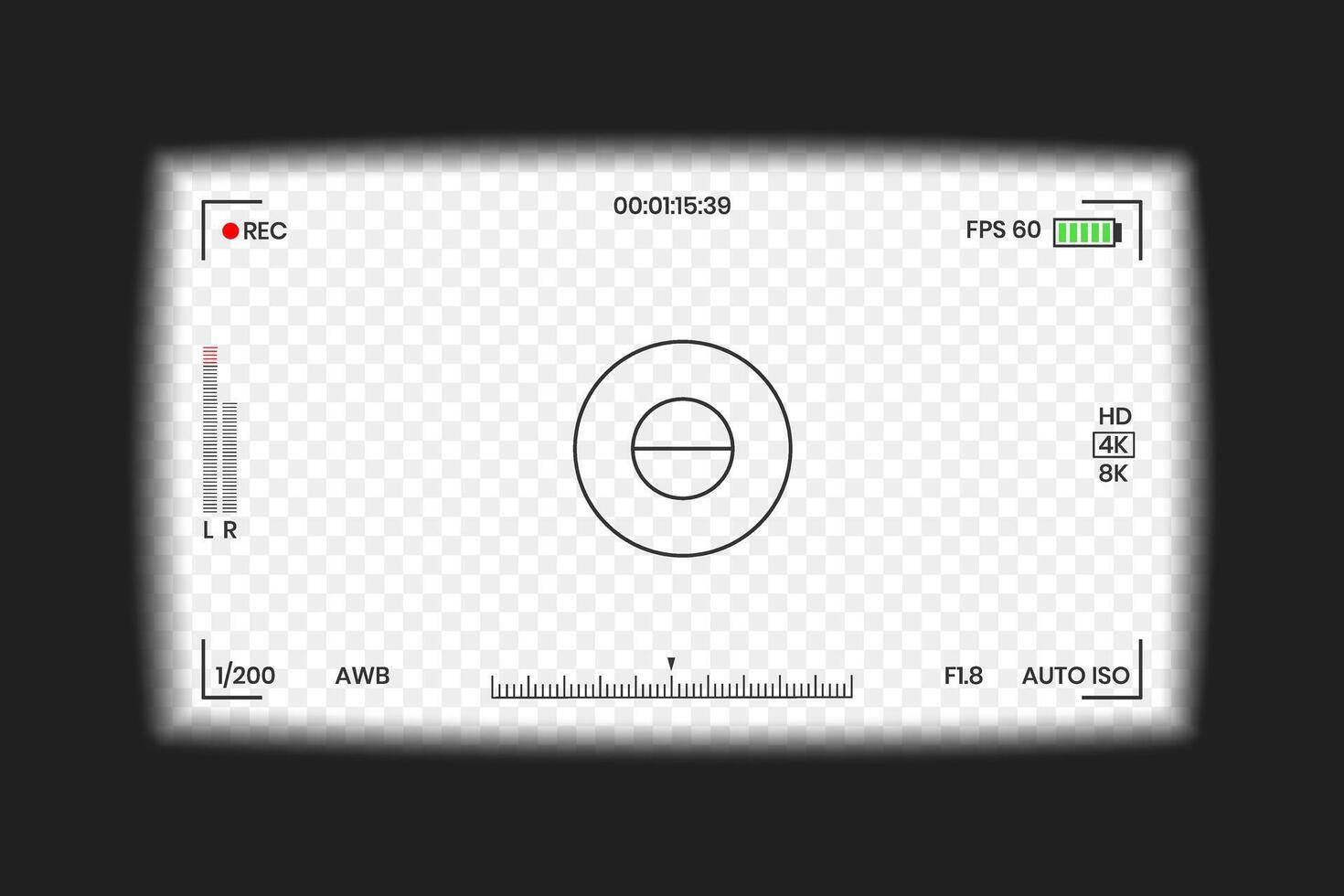 Camera viewfinder screen photo frame recorder flat style design illustration. vector