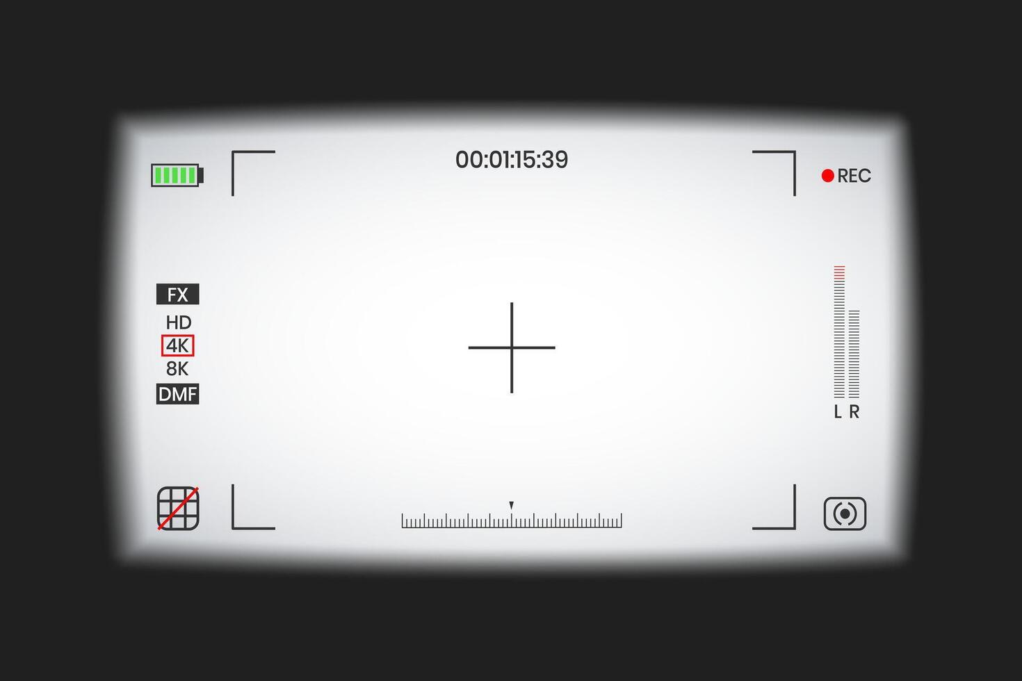 Camera viewfinder photo screen frame recorder flat style design illustration. vector