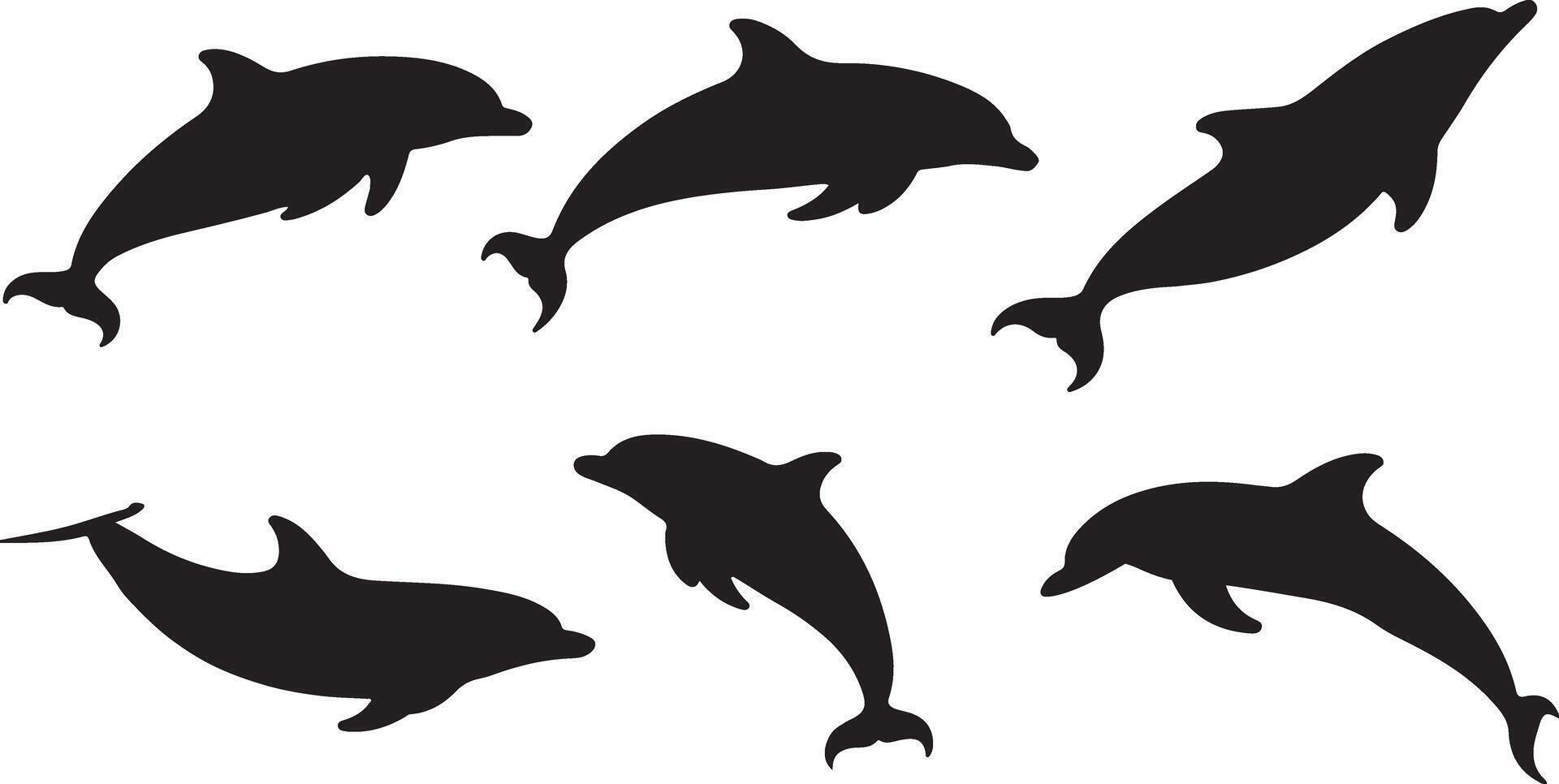 Collection of Dolphin silhouettes vector