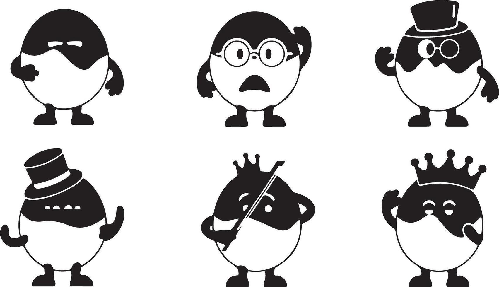 Black Funny egg silhouettes vector