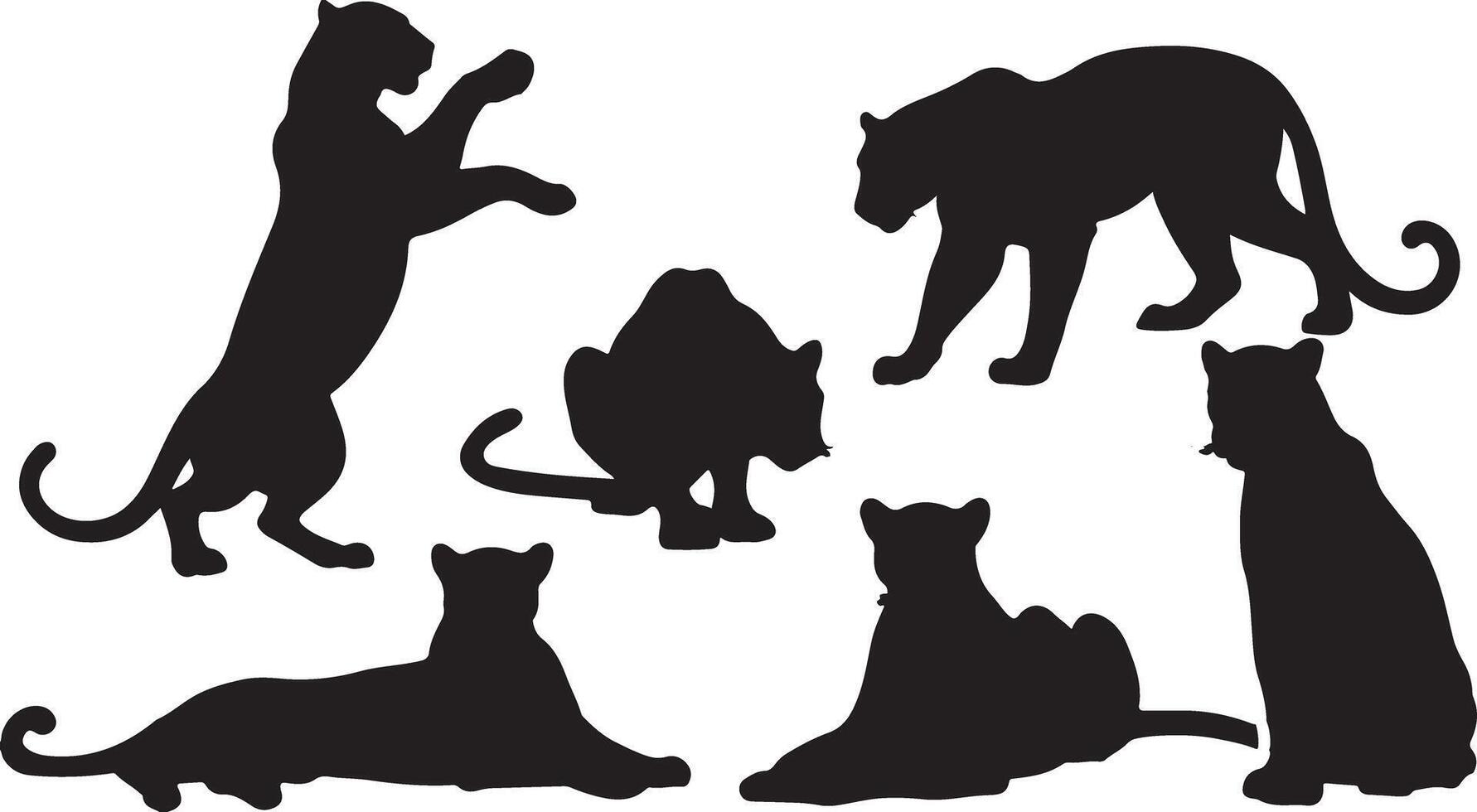 Set of Leopard silhouettes vector