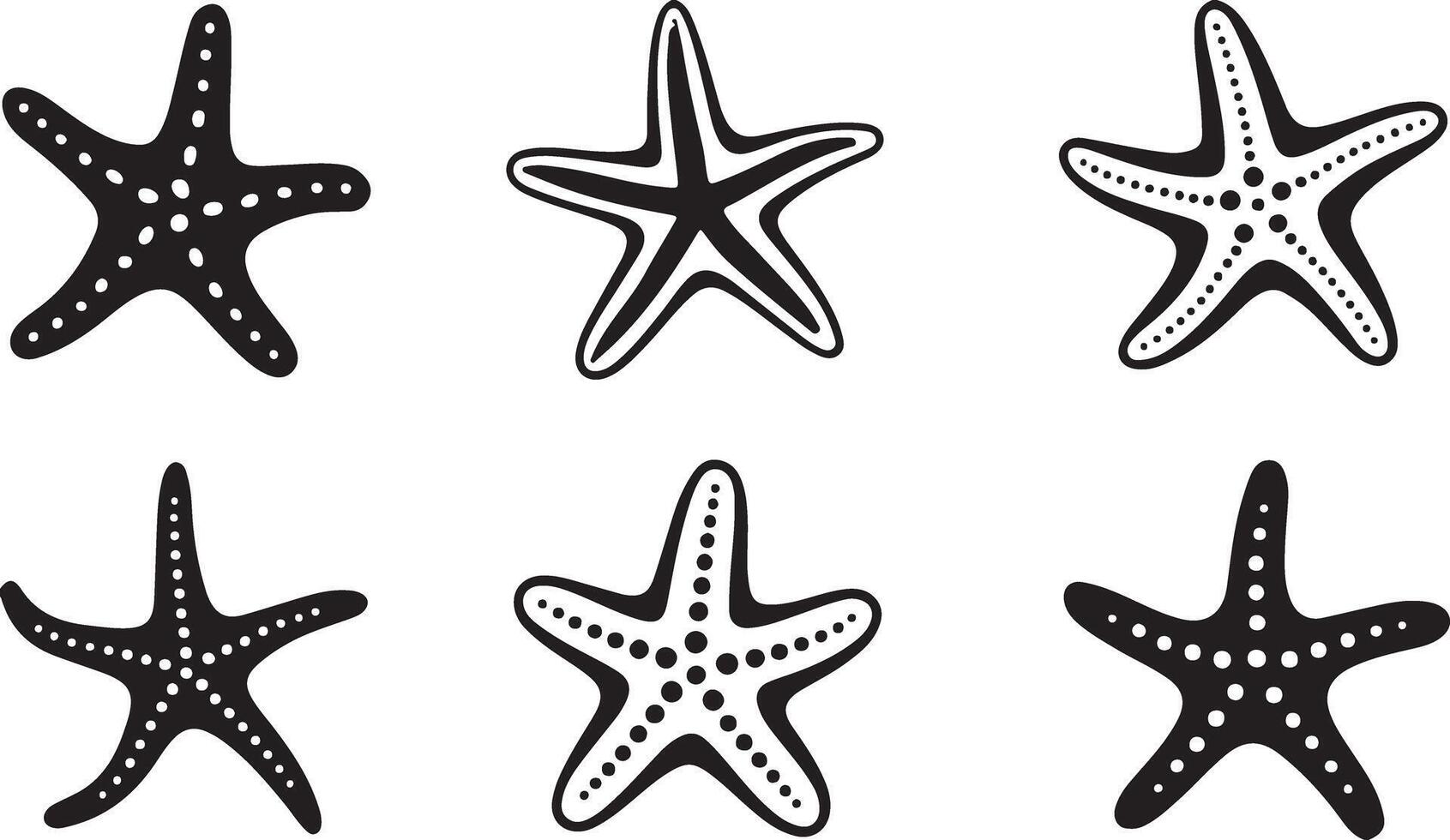 Black Starfish silhouettes vector