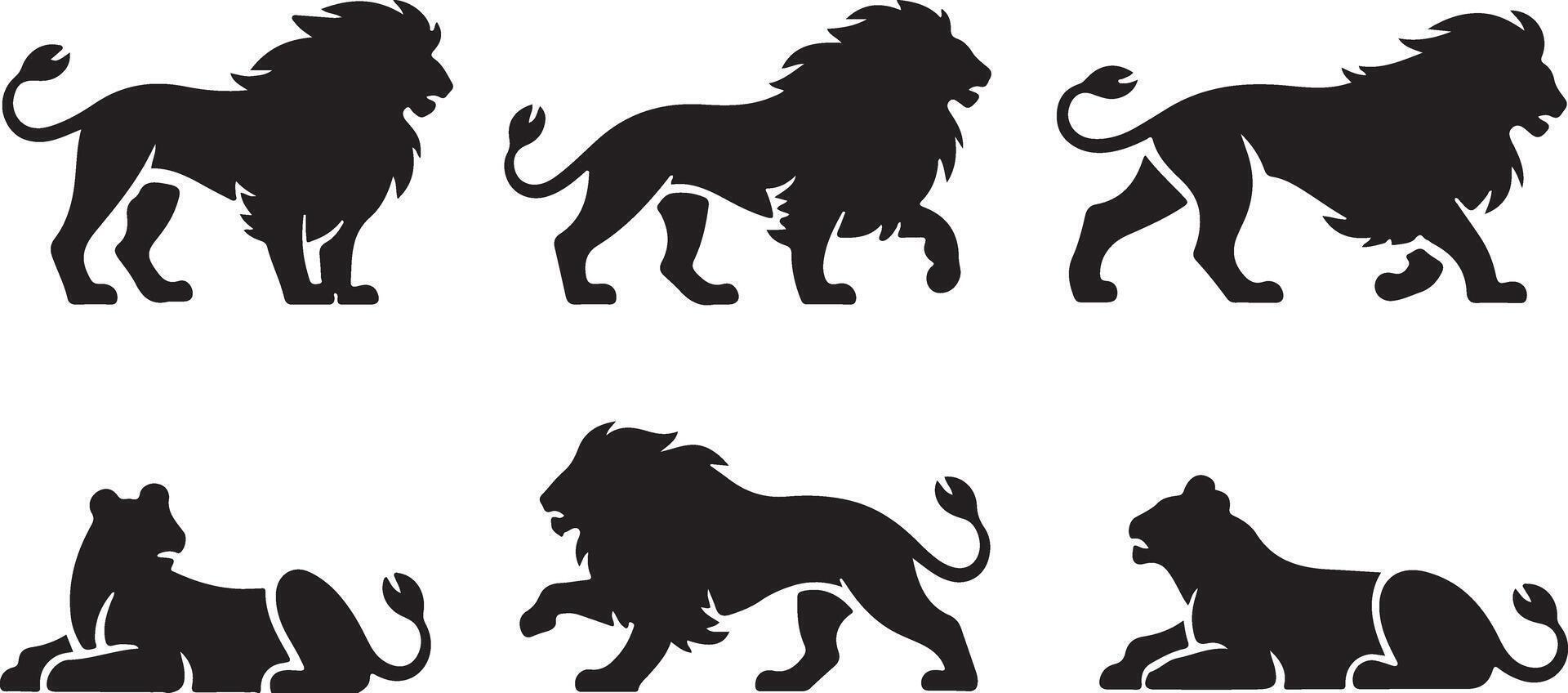 Set of Lion silhouettes vector