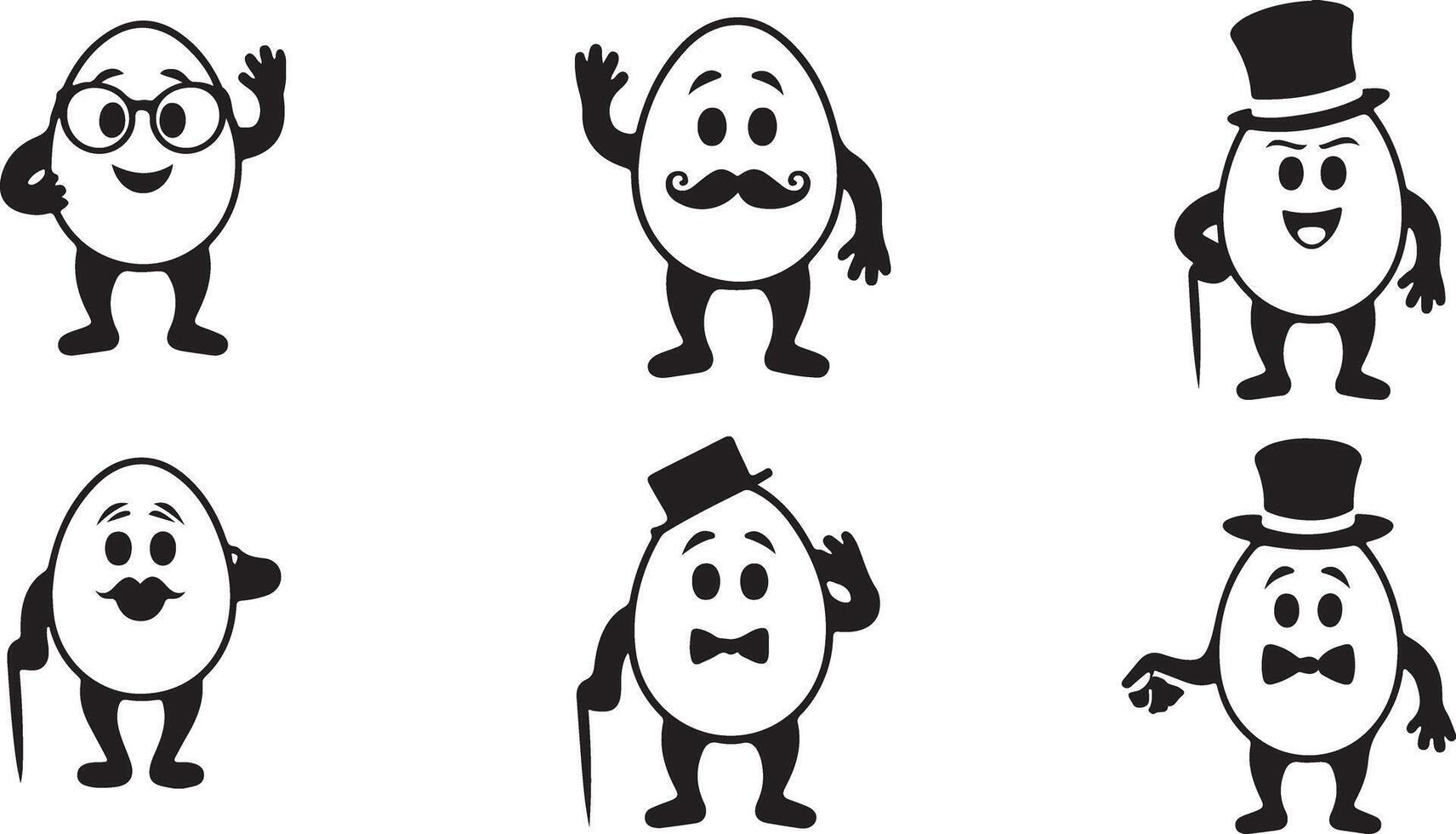 Black Funny egg silhouette vector
