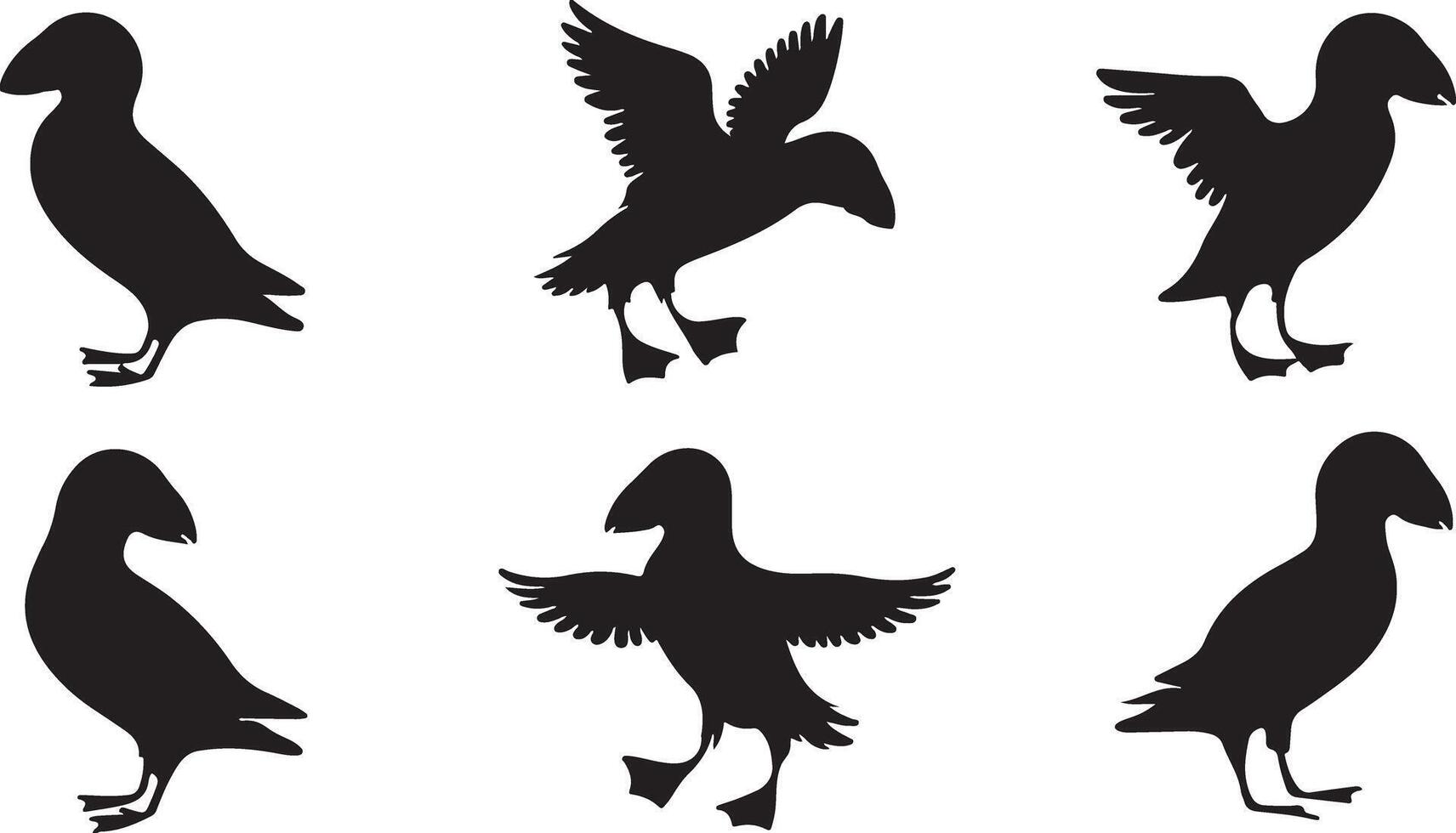 Black Puffin silhouette vector