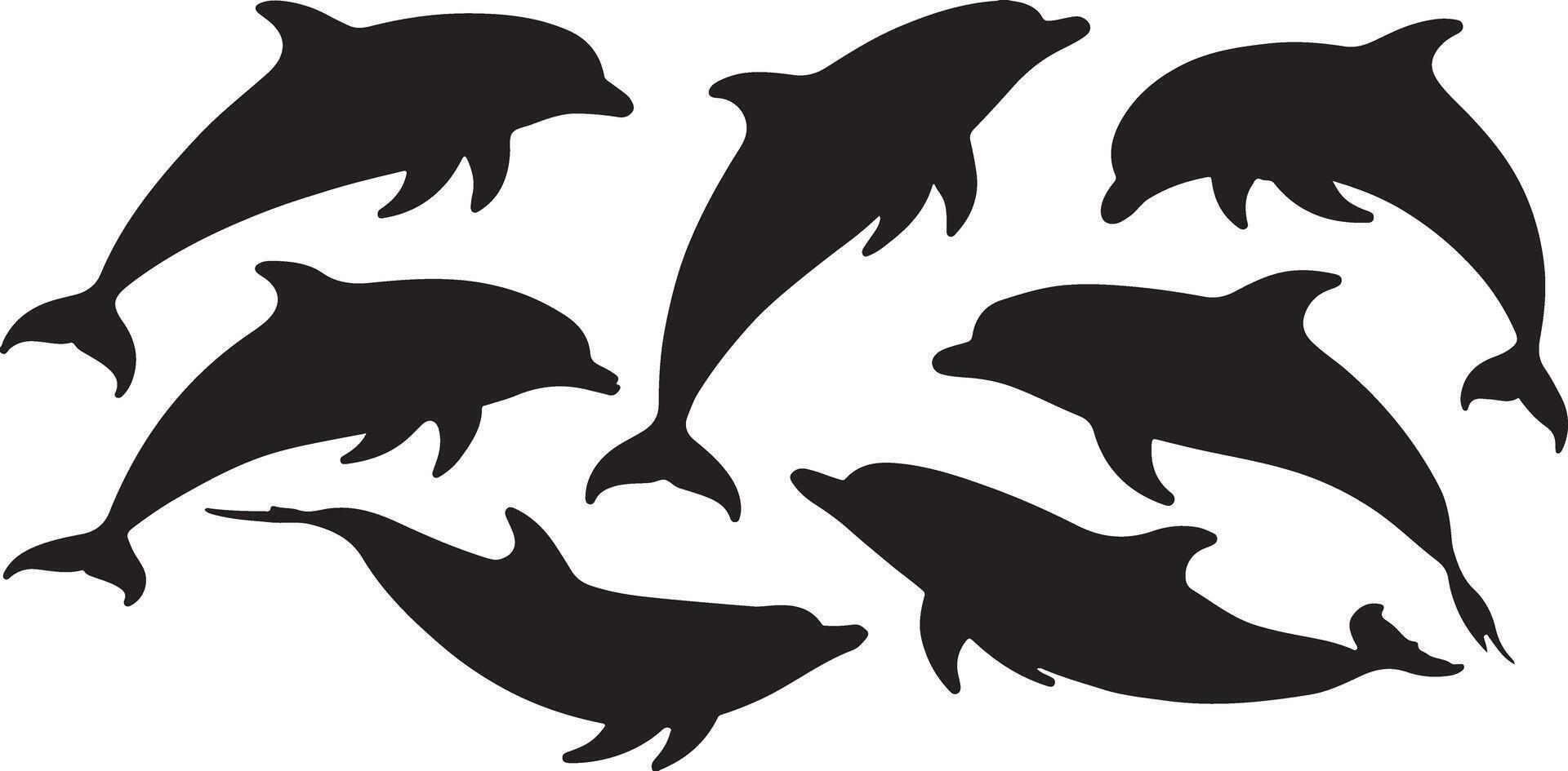 Set of Dolphin silhouette vector