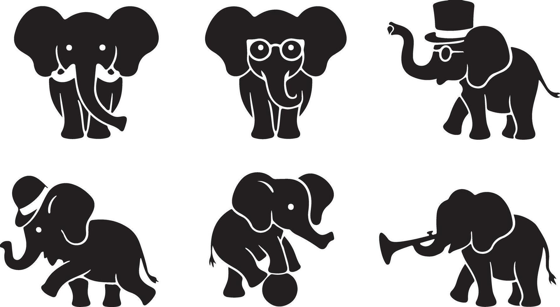 Cute Elephant silhouettes vector