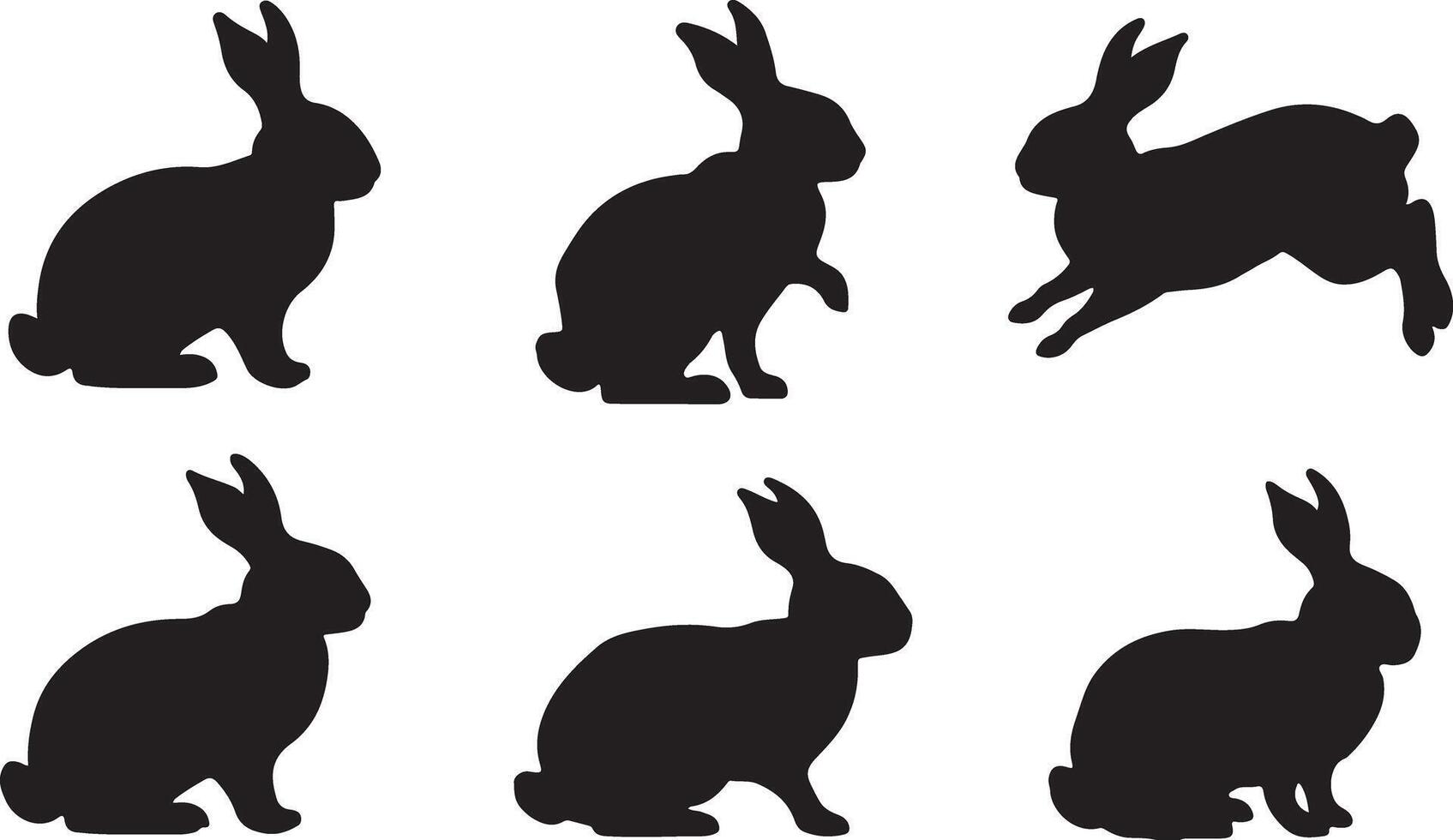 Set of Rabbit silhouettes vector