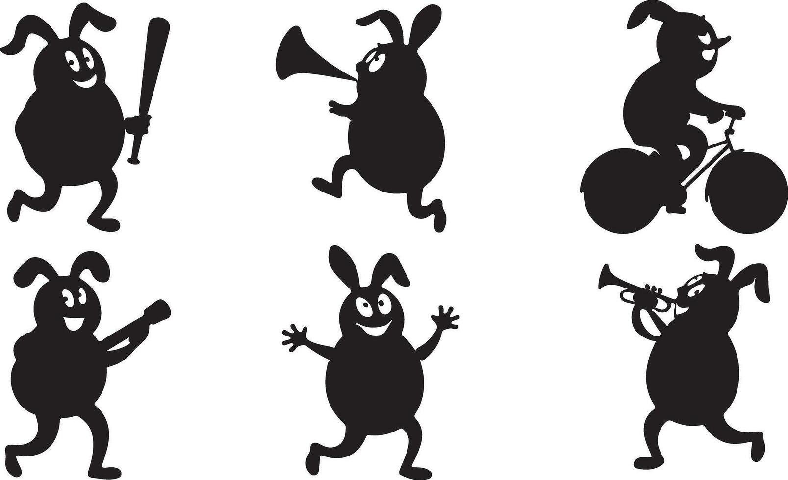 Funny egg silhouette vector