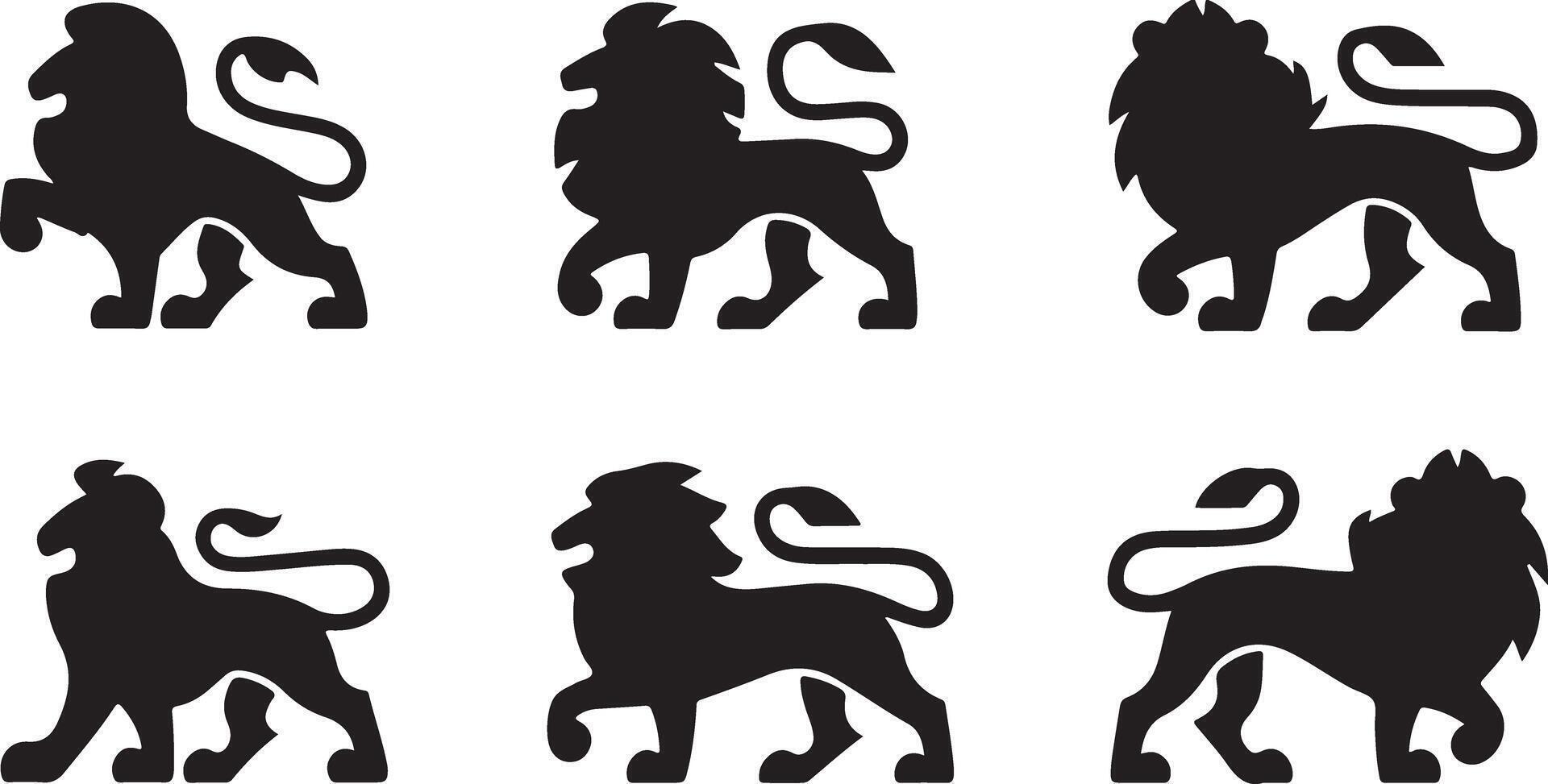Black Lion silhouettes vector