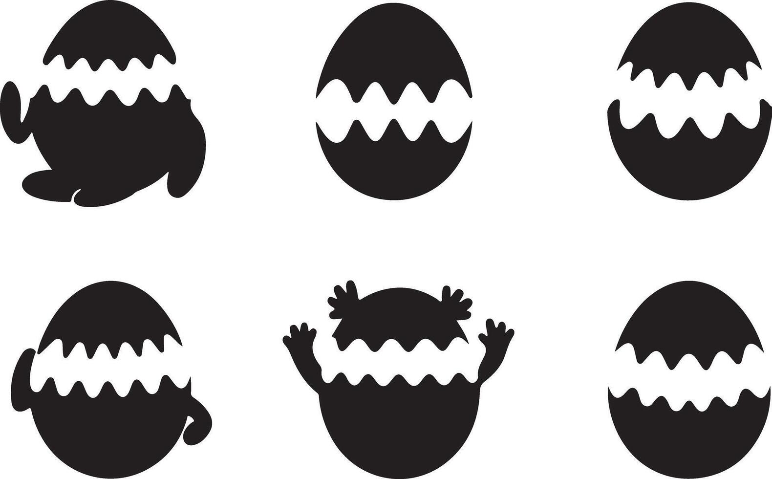 Collection of Funny egg silhouettes vector