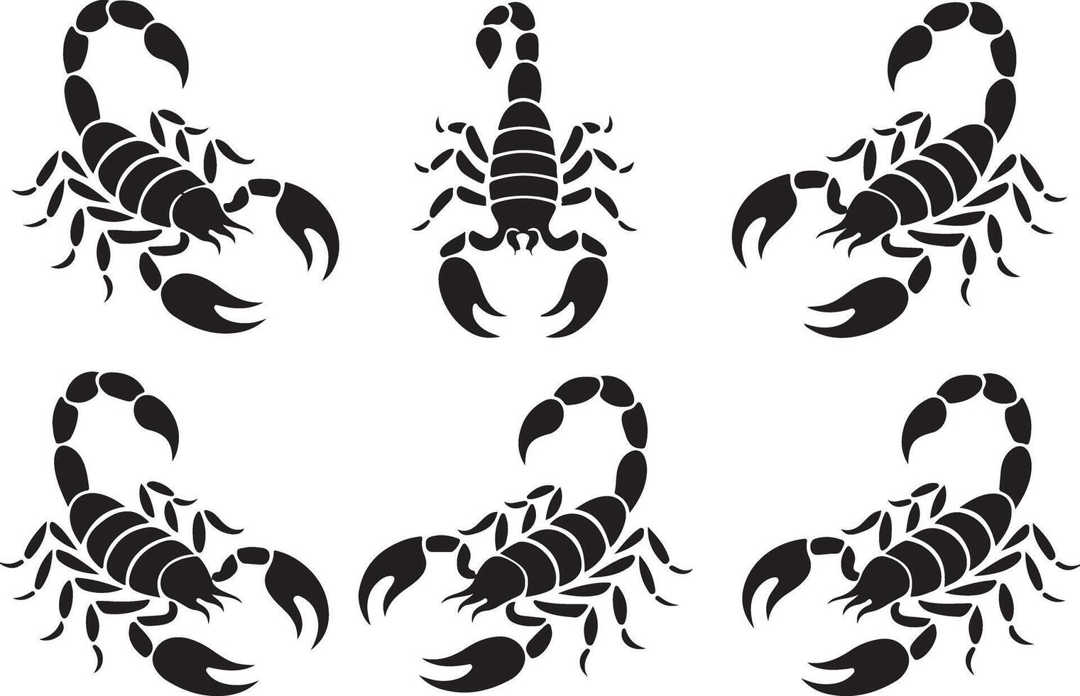 Set of Scorpion silhouettes vector