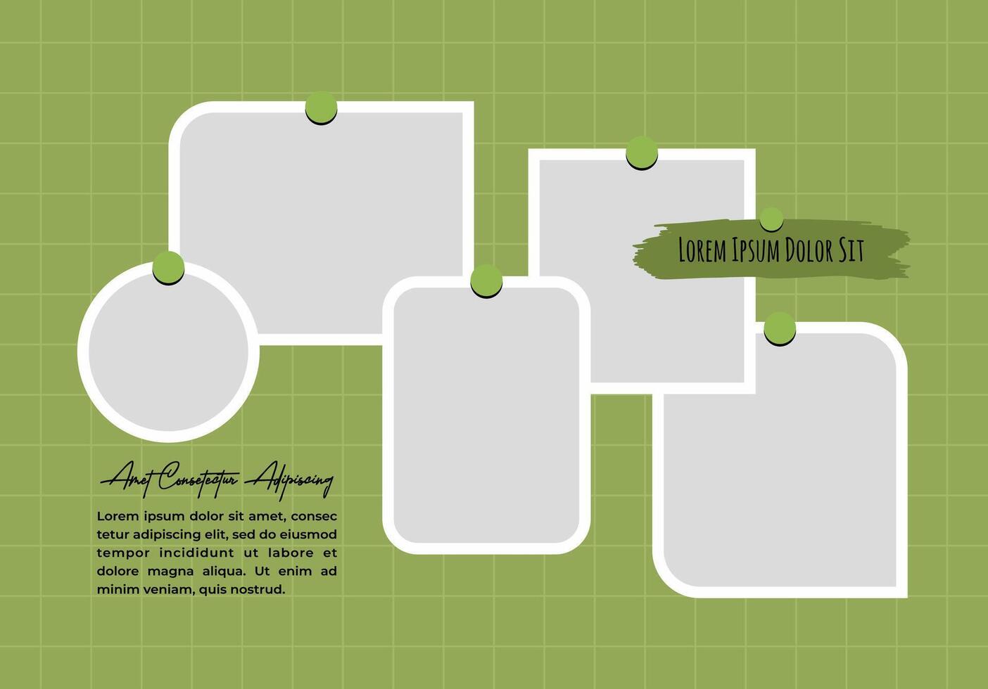 Board Picture Collage photo effect with text template vector