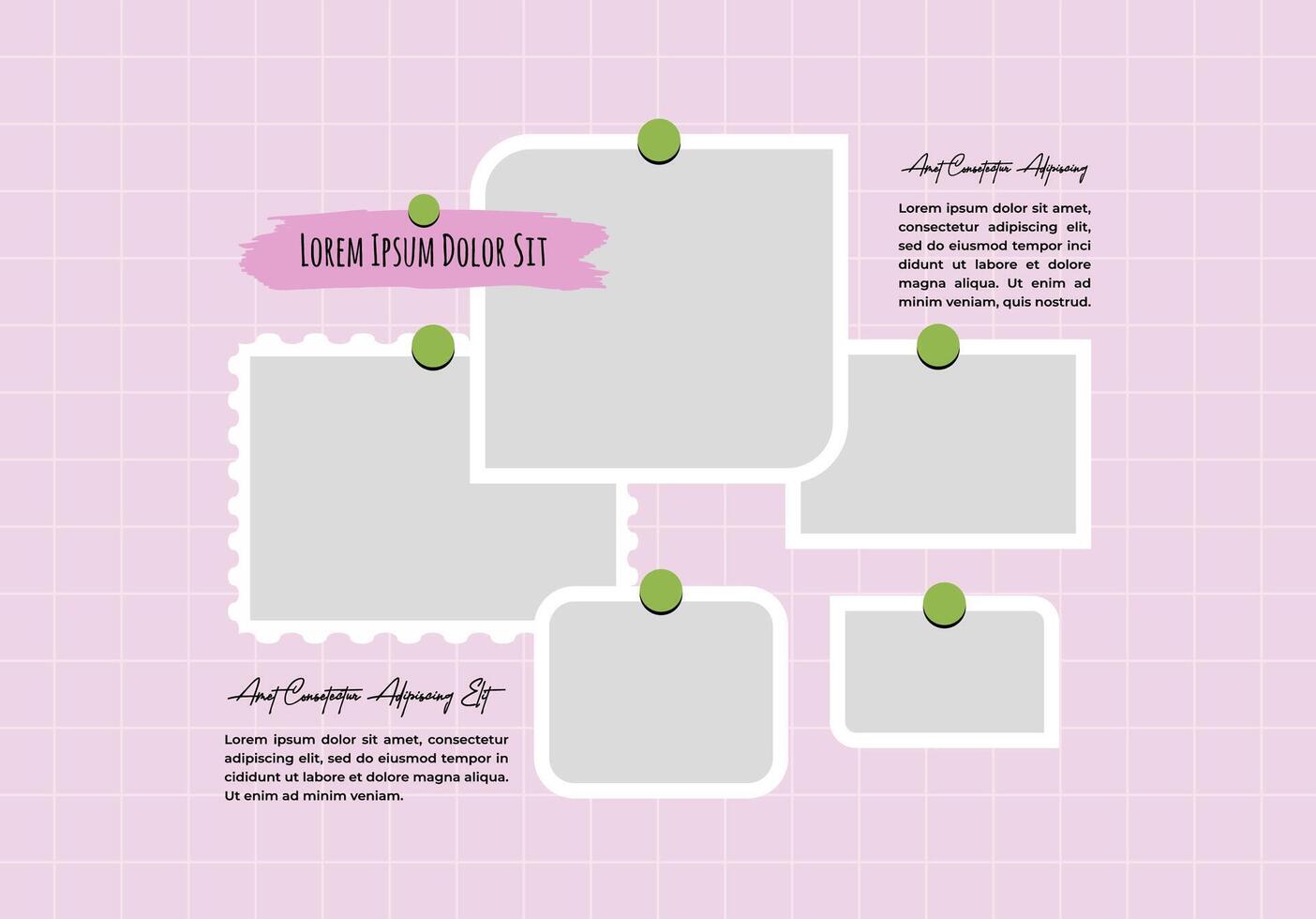 Board Pictures or photos frame collage layout abstract photo frames and digital photo wall template vector
