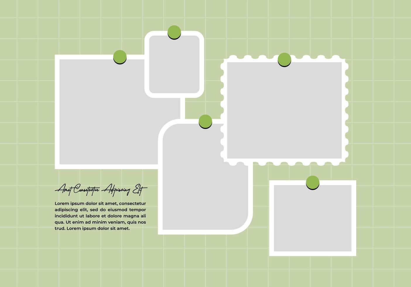 Abstract Picture collage and digital photo wall template design vector