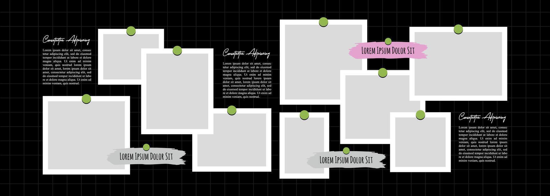 Board Picture Collage grid effect overlay vector
