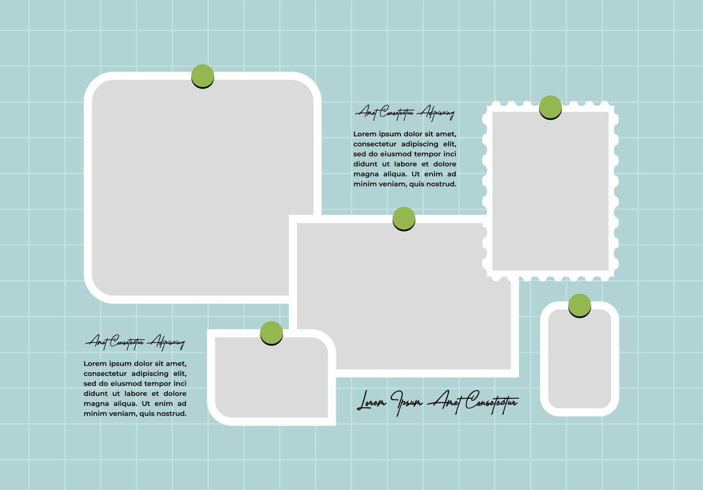 Blank Pictures or photos frame collage comics page grid layout abstract photo frames and digital photo wall template vector