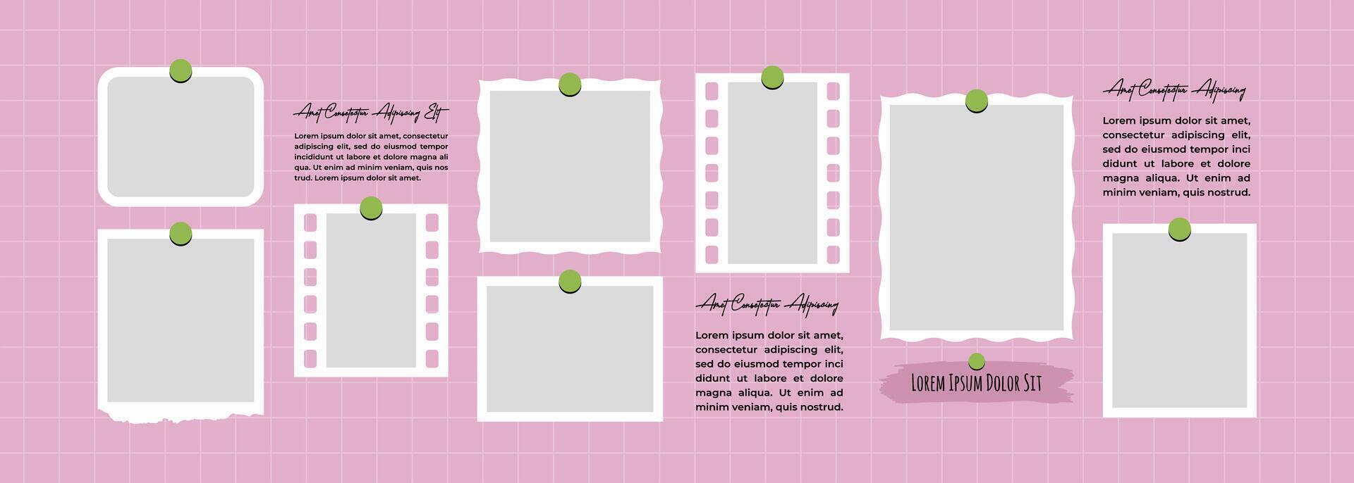 Abstract Picture abstract photo frames and digital photo wall template vector