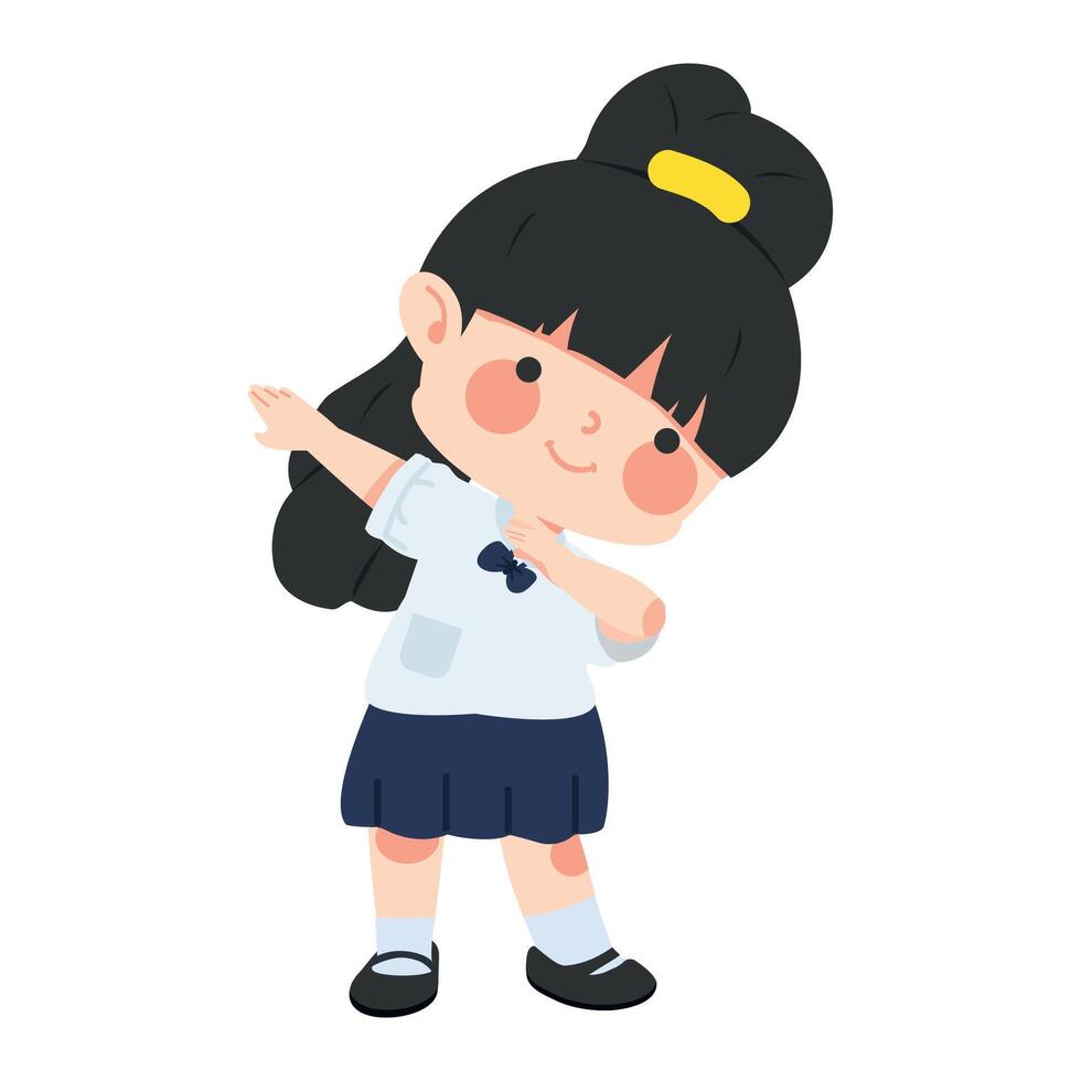 Cute schoolgirl doing the dab dance vector