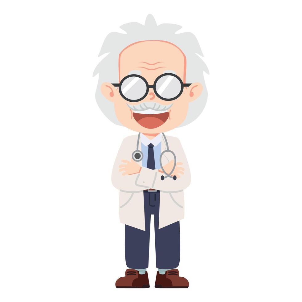 old man senior doctor with stethoscope vector