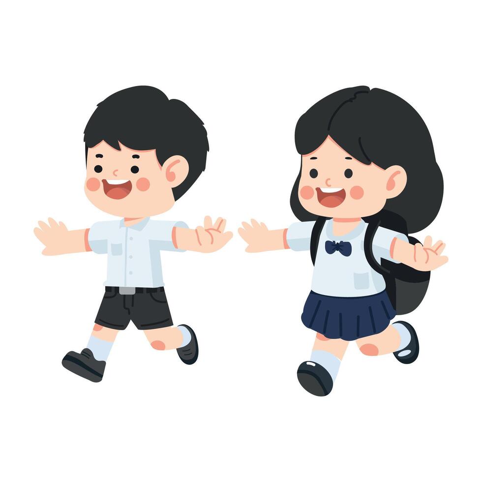 Joyful Kids running to school vector