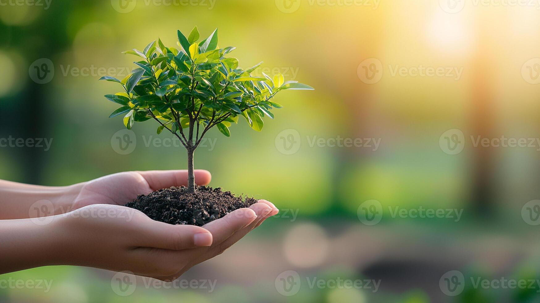 Realistic reforestation efforts resulted, A forest area with a contrast between freshly cut tree stumps on one side and young saplings being planted on the other photo