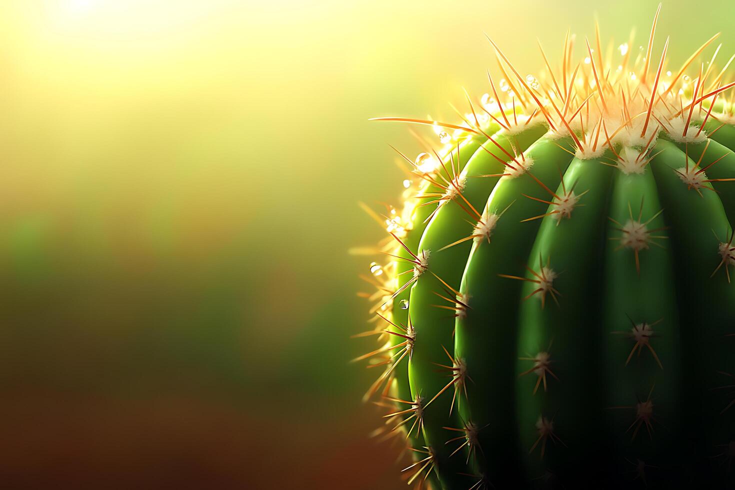 Nature Background, Close Up of a Cactus with Water Droplets on Spines photo