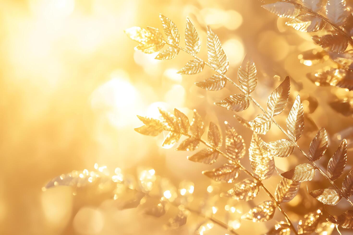 Sunlight Filtering Through Fern Leaves Close Up, Nature Background photo