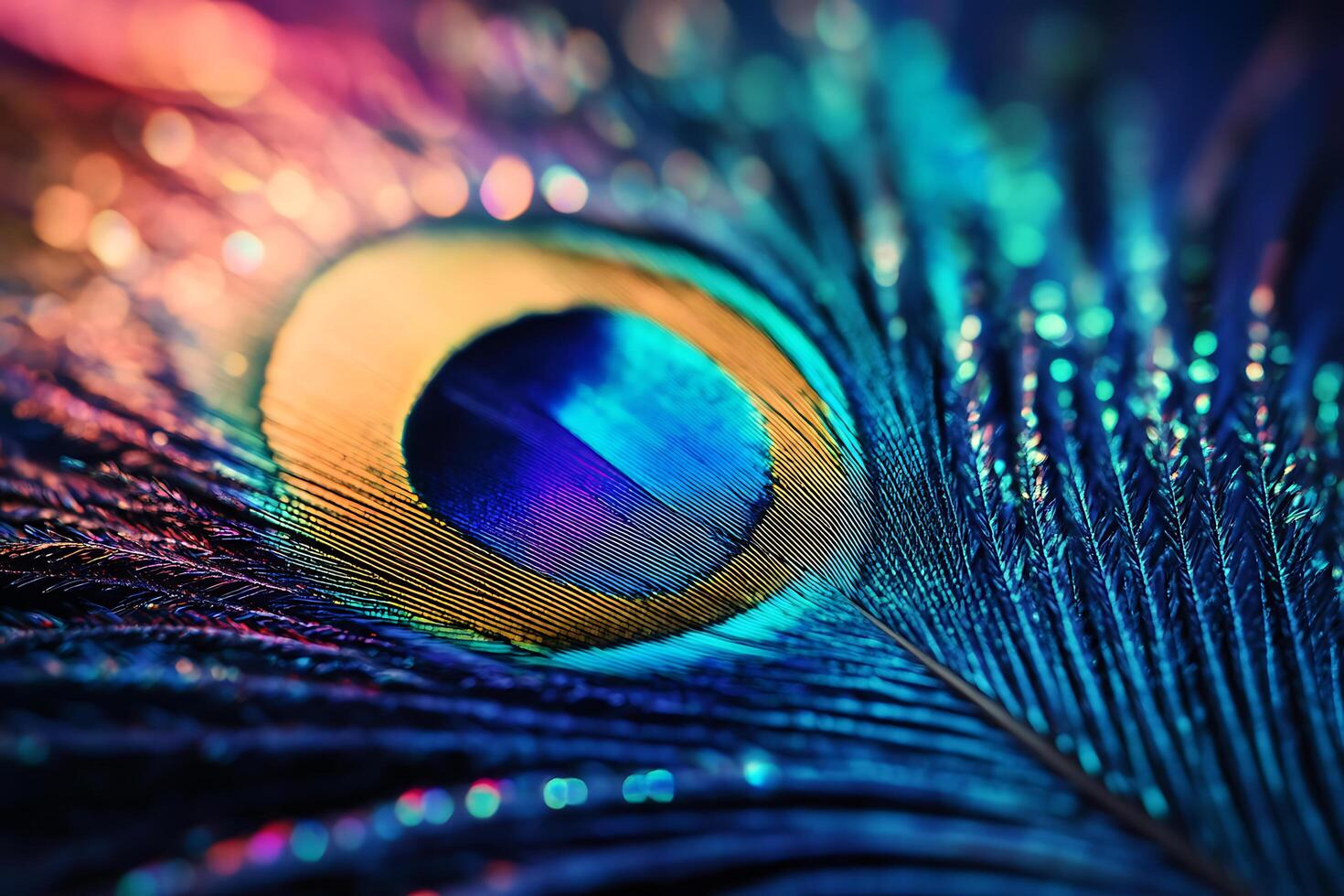 Vibrant Peacock Feather with Iridescent Colors photo
