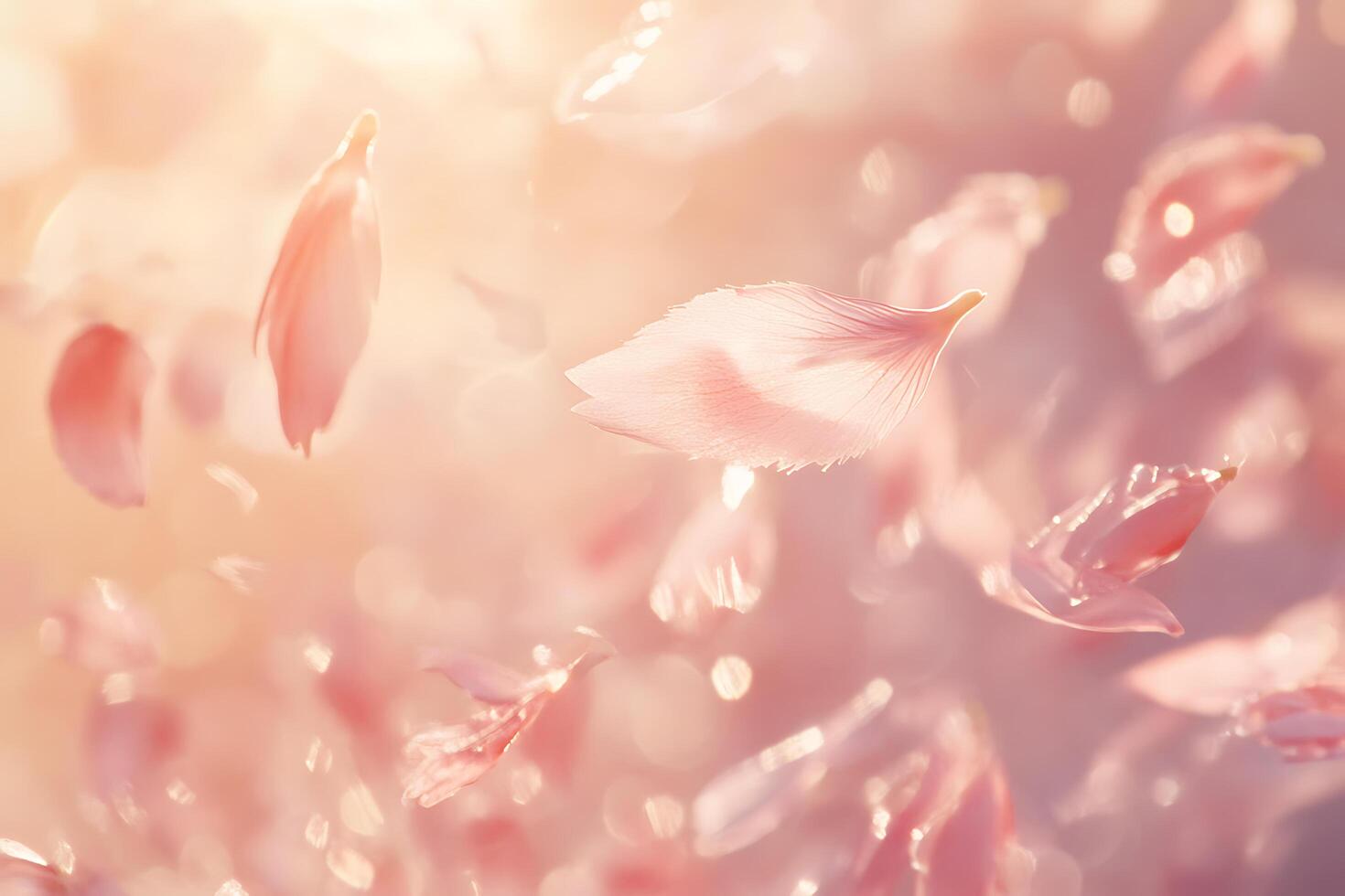 Nature Background, Soft Pink Sakura Petals in Gentle Wind photo