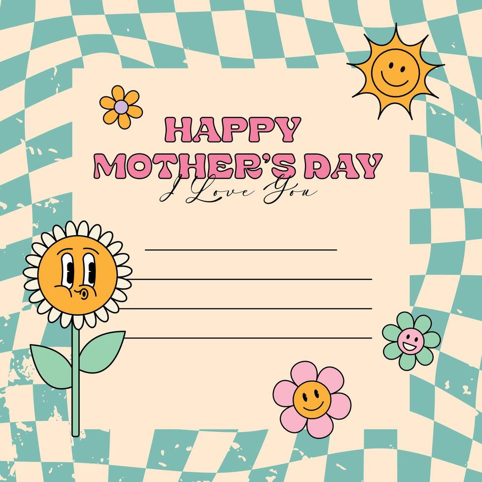 Retro card with space for text, banner, poster, template or cover for Mother's Day. Floral vintage design vector