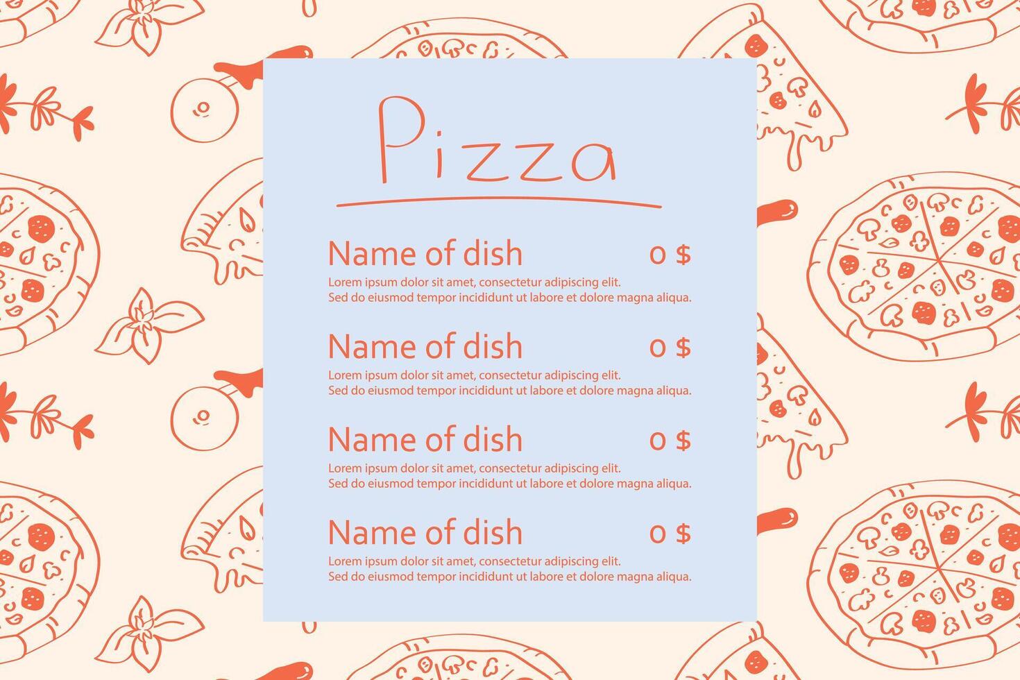 Italian pizza and ingredients doodle. Vintage sketch Italian food. Italian cuisine menu design template. Pizzeria menu design template. vector