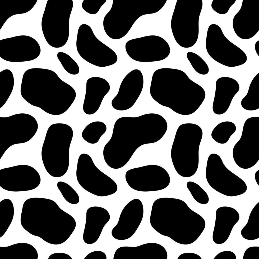 Cow seamless pattern. Animal skin, black and white pattern. illustration for fabric, cover, packaging, wrapping paper, background vector