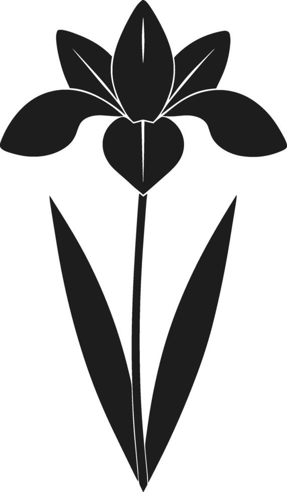 Elegant Spring Iris Flower Silhouette - Minimalist Floral Illustration vector