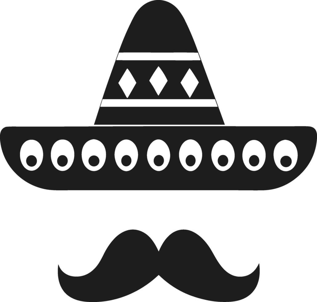 Mexican Sombrero and Mustache Icon - Cinco de Mayo Illustration vector