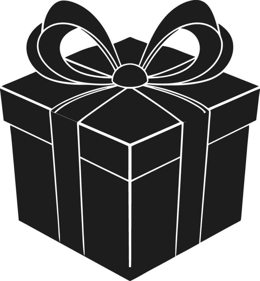Elegant Gift Box with Ribbon Bow - Black Silhouette for Mother's Day and Special Celebrations vector