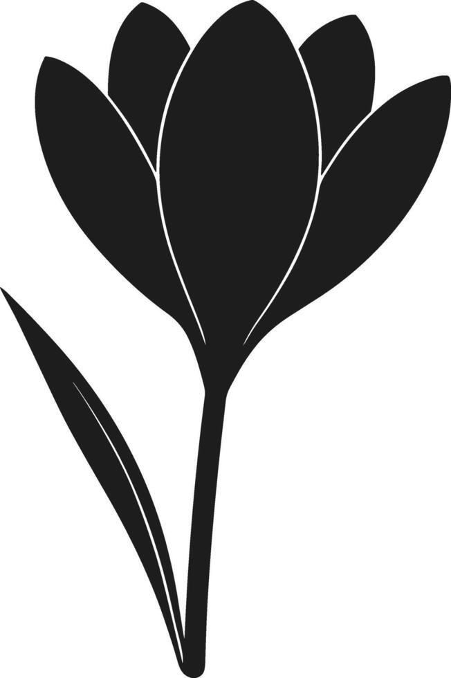 Crocus Flower Silhouette Illustration for Spring and Botanical Designs vector