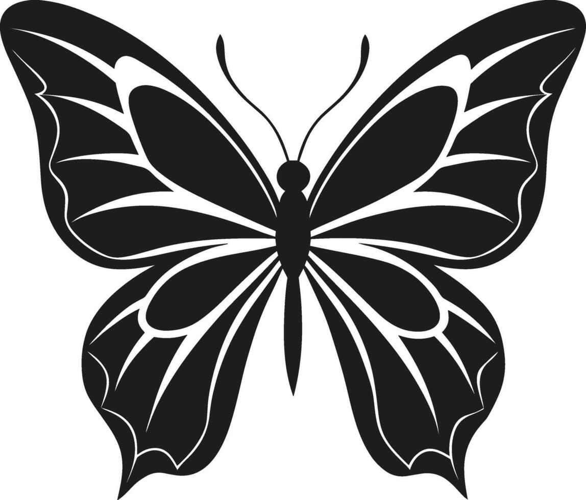 Elegant Butterfly Silhouette - Black Illustration vector